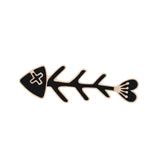 Black White Cat Fish Bone Brooch