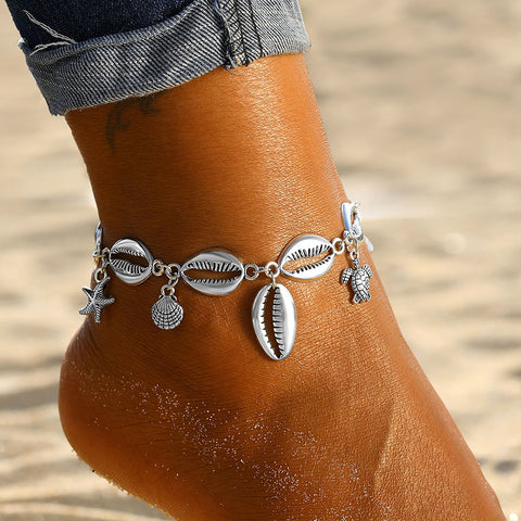 Silver Color Turtle Shell Anklets