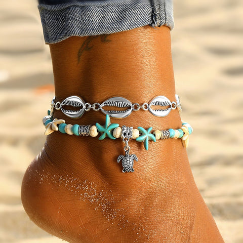 Turtle Shell Starfish Anklets