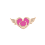 Brooch Pins Girl Cosmetics Lipstick Bow Love Wings Purple
